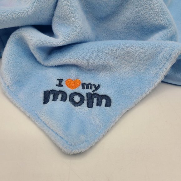 Carters I Love My Mom Blue Fleece Satin Lovey Security Blanket Rattle - Picture 2 of 8